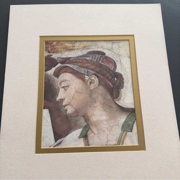 Vintage Reproduction Vault of the Sistine Chapel Artwork Matted Print Women Bust - Picture 9 of 13